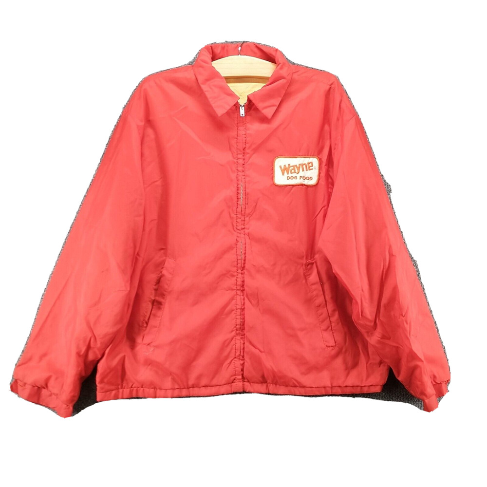 Bonner Men's Full Zip Windbreaker Jacket Red Large Wayne Dog Food Vintage